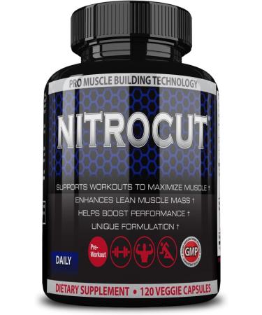 Nitrocut Pre Workout Supplement - 120 Capsules | Nitric Oxide Supplements with l-arginine & l-citrulline for Boosting Muscle Growth & Blood Flow - Buy Online on GoSupps.com