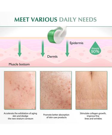 Derma Roller Kit 0.25mm for Skin & Hair Growth - Micro Needle Microneedling Tool for Face & Body - Green - Buy Online on GoSupps.com