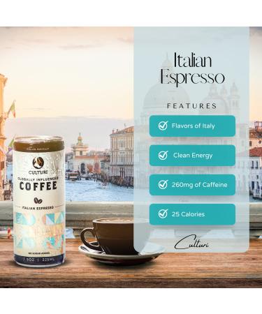Culturi Organic Canned Espresso - All Natural Non-GMO Cold Brew - Preservative Free Black Coffee - 12 Pack of Cans - Buy Online on GoSupps.com