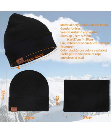 Winter Beanie Hat Scarf Touchscreen Gloves Set - Unisex Warm Knit Fleece Lined - Black One Size - Buy Online on GoSupps.com