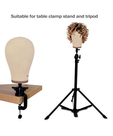 MILLYSHINE 22 Wig Head Stand Tripod with Mannequin Head and Canvas for Wig Making - Table Clamp Styling Display for Wig Block Head - Pack of 1 - Buy Online on GoSupps.com