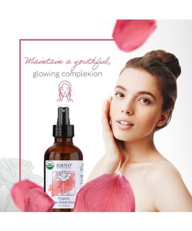 HBNO California Bottled Organic Rose Water for Face 4 fl oz (120ml) - USDA Certified Organic Rose Water Spray for Cleansing- Pure Rosewater for Hair - Rosewater Face Mist 4 Fl Oz (Pack of 1) - Buy Online on GoSupps.com