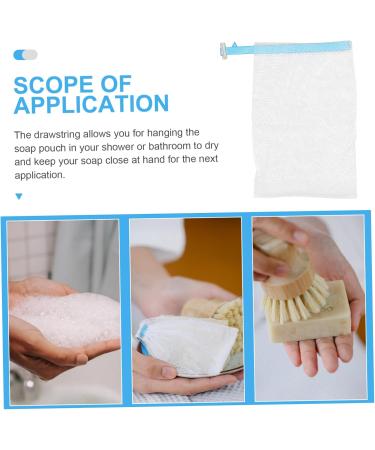 Baluue 8pcs Soap Mesh Bag Cleansing Foaming Net Face Cleansing Shower Soap Saver Soap Bag Fabric Sky-blue - Buy Online on GoSupps.com