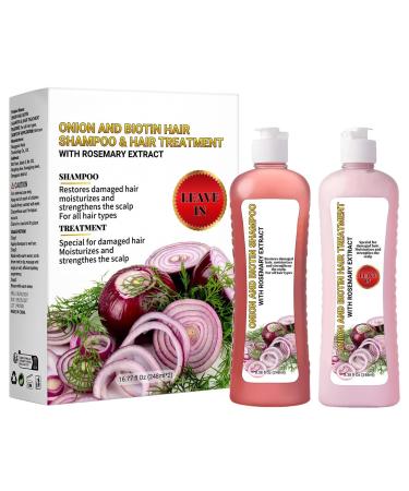 Onion Biotin and Rosemary Shampoo and Treatments Set Onion Shampoo With Biotin Rosemary Onion Shampoo for Stronger Thicker and Longer Hair Soft Shine Hair Growth 248ml
