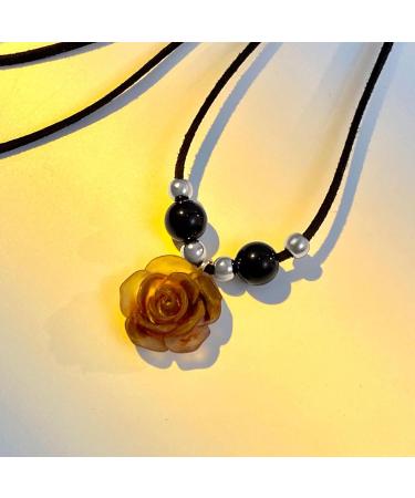 KUAIYIJU Stylish Chinese Flower Necklace | Versatile Lace Jewelry with Resin Pendant | Fashionable Clavicle Chain for Every Occasion - Buy Online on GoSupps.com