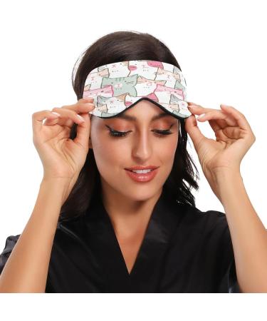 WELLDAY Cute Cats Sleep Mask for Men and Women - Soft Adjustable Eye Shade Cover for a Comfortable and Dark Sleep - Buy Online on GoSupps.com