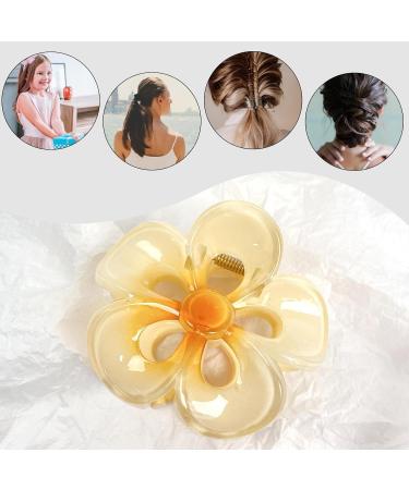 Nubamzy Flower Clips for Hair - Acrylic Strong Hold Hair Clip - Hair Styling Accessories Non-Slip Hair Clips Womens Hair Barrettes for Woman and Girls Yellow - Buy Online on GoSupps.com