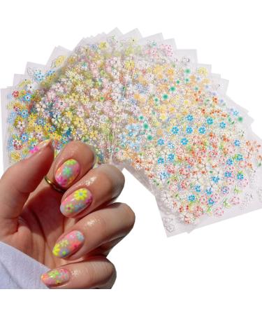 30 Sheets 3D Flower Nail Art Stickers - Colorful Floral Decals for Acrylic Nails | Cute Rose Daisy & Cherry Blossom Designs - Buy Online on GoSupps.com