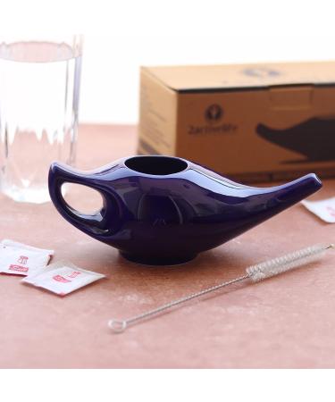 Handmade Ceramic Neti Pot Set - 225 ml Capacity with Salt for Sinus Relief | Premium Leak-Proof Design in Elegant Violet Color - Buy Online on GoSupps.com