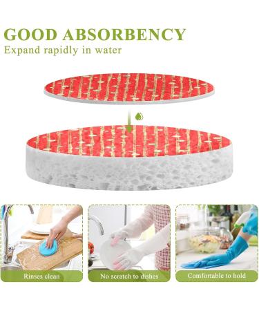 3-Pack Cleaning Kitchen Sponges Oval Striped Golden Rose Kitchen Cellulose Dishwashing Wood Pulp Cotton - Buy Online on GoSupps.com