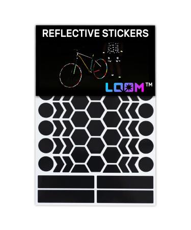 LOOM Reflective Stickers Kit (134pcs blk-red)| Self-Adhesive Bike Decals for Nighttime Safety | Reflective Sticker for Helmet, Motorcycle, Bicycle, Car & Stroller | Waterproof Visibility Stickers black