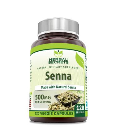 Herbal Secrets Senna 500 mg 120 Veggie Capsules Supplement | Made with Natural Senna | Non-GMO | Gluten Free | Made in USA