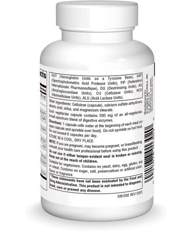 Source Naturals Essential Enzymes 500mg - Digestive Enzyme Supplement for Gas, Bloating & Constipation Relief - 120 Vegetarian Capsules - Buy Online on GoSupps.com
