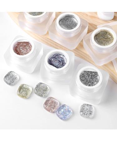 Glitter Gel Polish Sparkly Gel Nail Polish Champagne Nail Polish 6 Colors Glitter Gel Nail Polish Set Shimmer Sliver Gold Champagne Nail Gel Sparkling Polish DIY Manicure Nail - Buy Online on GoSupps.com