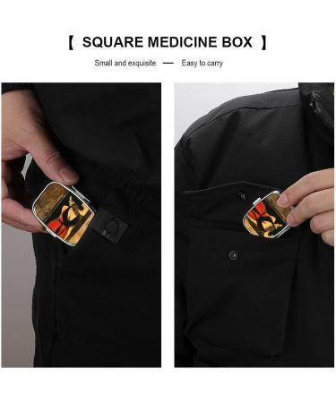 Stylish Red Dress Print Pill Box - 2 Compartment Decorative Metal Pill Organizer for Travel & Purse - Buy Online on GoSupps.com