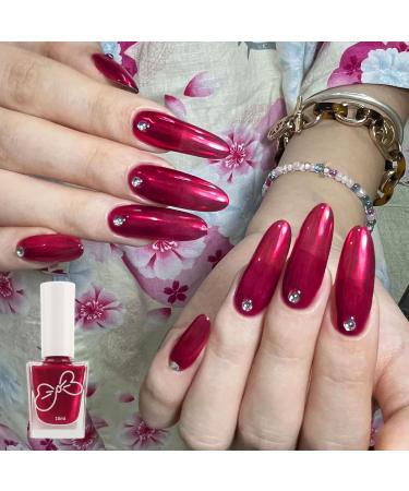 Red Pearl Metal Nail Polish Metallic Shell Thread Glitter Holographic No Need Cure Shimmering Long Lasting Large Volume 10ML Nail Polish DIY Art Manicure at Home Gift for Women & Girls - Buy Online on GoSupps.com