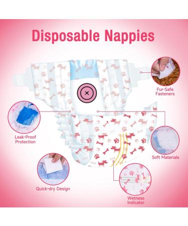 Soft Disposable Dog Diapers for Bitches - 20 Pack Adjustable Tail Hole High-Suction Cat Diapers (XS) - Buy Online on GoSupps.com