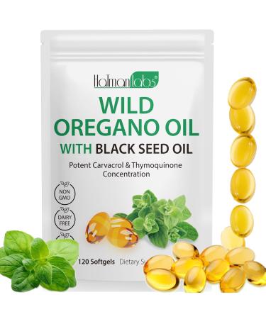 Oil of Oregano Softgel Oil of Oregano with Black Seed Oil Oregano Oils Capsules with High Carvacrol & Thymoquinone for Immune Support Oregano Oils Capsule Supplement 120 Softgels White
