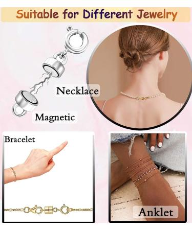 Clysoru Magnetic Necklace Clasps & Closures - 14k Gold & Silver Beads Extender Safety Locking Clasp Converter Set (8pcs) - Buy Online on GoSupps.com