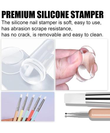 TYXHXTF 14 French Nail Stamp Kit Nail Art Stamping Templates Manicure Tool Kit Nail Art Jelly Stamper With Silicone Cushion Nail Stamp Gel Nail Polish Set For Diy Nail Art Designs Gel Nail Kit - Buy Online on GoSupps.com