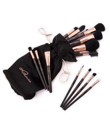 Luvia Golden Queen Makeup Brush Set - 15 Professional Kabuki Brushes with Holder & Travel Bag - Vegan Cosmetics in Brown/Rose Gold - Limited Edition - Buy Online on GoSupps.com