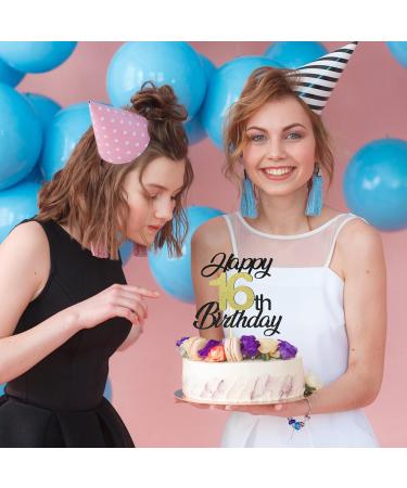 Sumerk 16th Birthday Cake Attachments - Gold & Black Decoration Accessories - Perfect for 16th Birthday Parties - 1 Pack Cake Lid Included - Buy Online on GoSupps.com