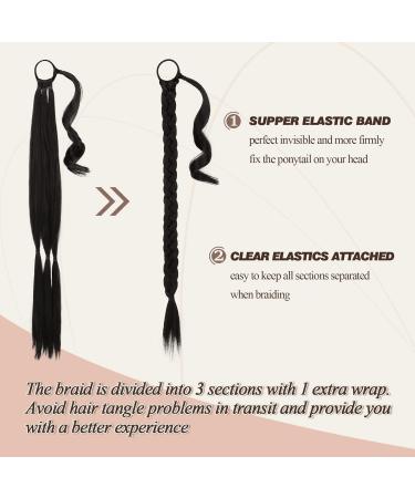 BARSDAR 76cm Braided Ponytail Extension - Natural Soft Synthetic Hair in Darkest Brown for DIY Hair Styles (Pack of 1) - Buy Online on GoSupps.com