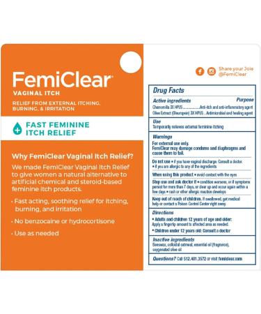 FemiClear Organic Vaginal Itch Relief Ointment - 0.85 Oz | External Itch Relief | Feminine Hygiene & Health Cream - Buy Online on GoSupps.com