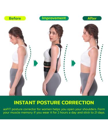 Back Brace Posture Corrector for Women & Men - Adjustable Full Support Pain Relief for Neck Shoulder & Back | XL X-Large Obsidian - Buy Online on GoSupps.com