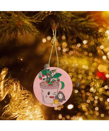 YYHHAOFA Sunflower Seeds and Strawberries Prints Christmas Ceramic Round Pendant Decoration - Festive Hanging Ornament for Stores and Homes -2.9 in - Buy Online on GoSupps.com