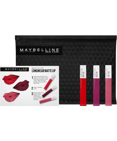 Maybelline Superstay Matte Ink Liquid Lipstick 3 Piece Gift Set - Long Lasting Matte Lip Color Kit, 0.17 Fl Oz (Pack of 3) - Buy Online on GoSupps.com