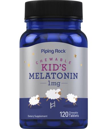 Piping Rock Kids Melatonin 1mg | 120 Chewable Tablets | Supplement for Children | Vegetarian Non-GMO Gluten Free