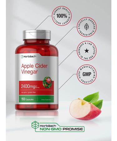 Apple Cider Vinegar Capsules 2400mg - 150 Capsules - Non-GMO & Gluten Free Supplement by Horbaach - Buy Online on GoSupps.com