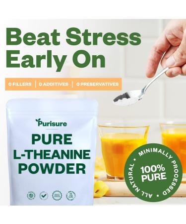 Purisure L-Theanine Powder 100g | Relaxation & Focus Supplement | Calm Inducing Formula | Cognitive Function Support - Buy Online on GoSupps.com