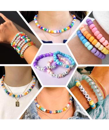 Quefe 3960pcs Pony Beads Bracelet Making Kit - 48 Colors Kandi & Rainbow Beads Set with Letter Beads and Elastic Threads for Jewelry Making - Buy Online on GoSupps.com