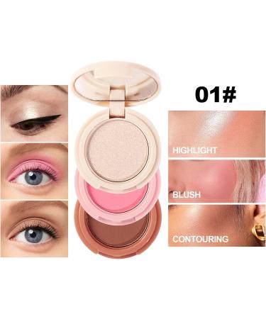 Erinde Mini Highlighter Bronzer & Blush Powder Palette Matte Shimmer Powder Makeup Tiny Face Palette with Mirror All in One Blendable Travel Friendly Cruelty Free 3 Colours #04 - Buy Online on GoSupps.com