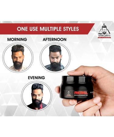 Urbangabru Rebel Hair Styling Clay Wax for Men - Strong Hold 100x Re-Styleable Matte Finish with Keratin - 85g - Buy Online on GoSupps.com