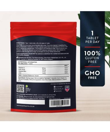 High Strength Iron Tablets 14mg - 180 Vegan Tablets, 6 Month Supply - with Vit C, B12, Folic Acid - Reduce Fatigue - Nutravita - Buy Online on GoSupps.com