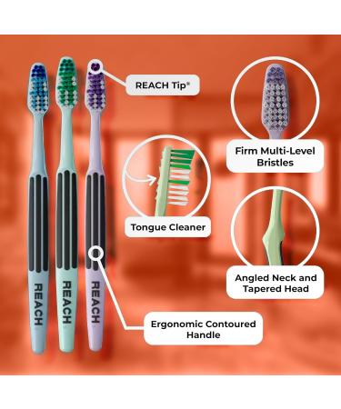 Reach Advanced Design Adult Toothbrushes - Firm Precise Cleaning (3 Pack 21 Count) | Ultimate Oral Hygiene Solution for International Shipping - Buy Online on GoSupps.com
