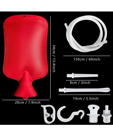 2 Quart Home Enema Bag Kit - Enema Tips, Hose, Clamp - Colon Cleansing Enemas (Red) - Buy Online on GoSupps.com