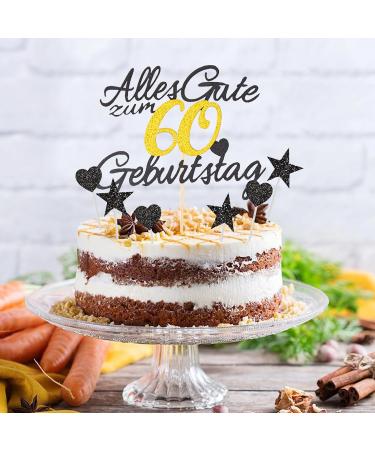 60th Birthday Cake Decoration Set - 11 Pieces Gold Rock Perfect for Men & Women | Happy 60th Birthday Cake Topper & Tortendendeco - Buy Online on GoSupps.com