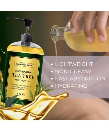 Tea Tree Massage Oil 8 Fl Oz - Invigorating Pain Relief & Skin Care - Soothe Muscles Regulate Sebum Fight Acne | International Shipping - Buy Online on GoSupps.com