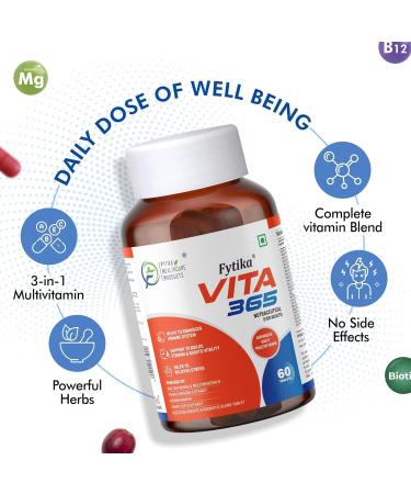 FYYTIIKA HEALTHCARE PRODUCTS Vita 365 Multivitamin With Probiotics Vitamin B12 Zinc Biotin Mineral Ginseng & Ashwagandha Enhances Energy Stamina Immunity Hair and Skin (Pack of 1) Tablet - Buy Online on GoSupps.com