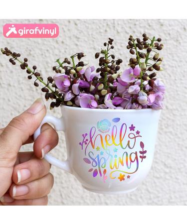 GIRAFVINYL Holographic Rose Gold Permanent Vinyl for Cricut - 12 x 12 | Adhesive Vinyl for Decor, Car, Home, Tumblers - 6Pcs Pack | No.01 Rose Gold Vinyl - Buy Online on GoSupps.com