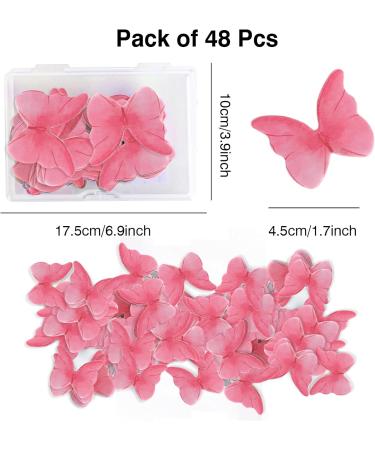 CREECHWA Edible Butterflies for Cakes Pack of 48 Cake Decorations Muffin Decorations Cupcake Toppers Pink - Buy Online on GoSupps.com