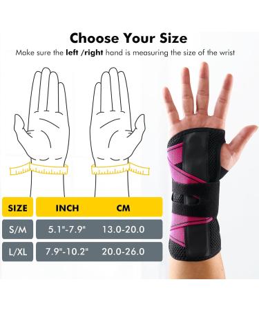 FREETOO Fitted Wrist Brace for Carpal Tunnel Relief - Adjustable Night Support with Metal Splint for Arthritis & Tendonitis - Right/Left Hand Size S/M (13-20CM) - Black Red - Buy Online on GoSupps.com