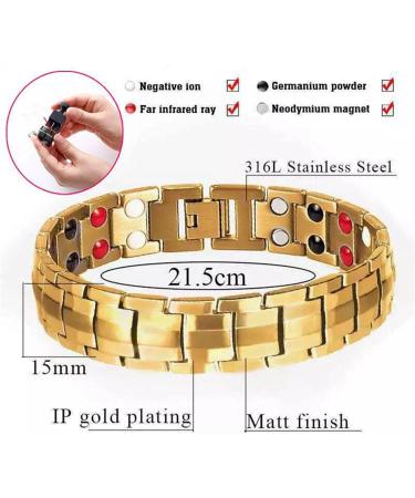 2024 Far-Infrared Ion Titanium Bracelet for Men - Double-Row Magnetic Health Energy Bracelet with Limited Edition Gold Clock - Buy Online on GoSupps.com