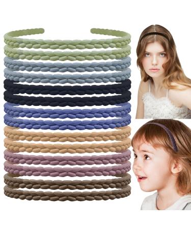 LAPOHI 7mm Thin Headbands for Women Girls  14 PCS Colorful Fashion Effortless Plastic Headbands with Teeth  No Slip Comb Headbands Hair Accessories for Women Men Teen Girls Multicolor
