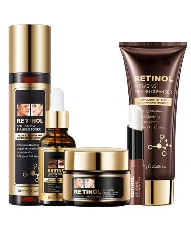 INSEEK Retinol Skin Care Set Anti Aging Skin Care Set for Women Reduce Wrinkles and Fine Lines Lift & Firm Sagging Skin Restore Elasticity Deeply Hydrating Age-Defying Routine Kit