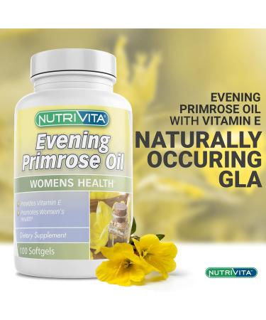 Nutrivita Evening Primrose Oil Capsules 750mg - Rich in Vitamin E & GLA - 100 Soft Gels for Women - Buy Online on GoSupps.com